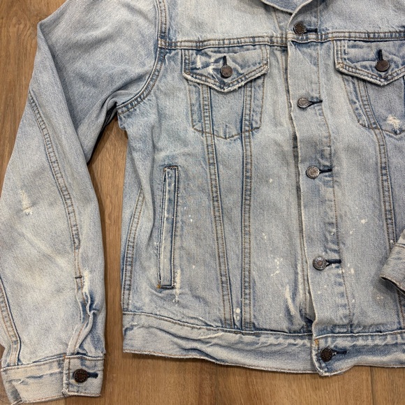 Y2K! 🌟AMBERCROMBIE🌟 RARE EXTRA HEAVY OUNCE DENIM JEAN JACKET LIGHT WASH L - Picture 7 of 13
